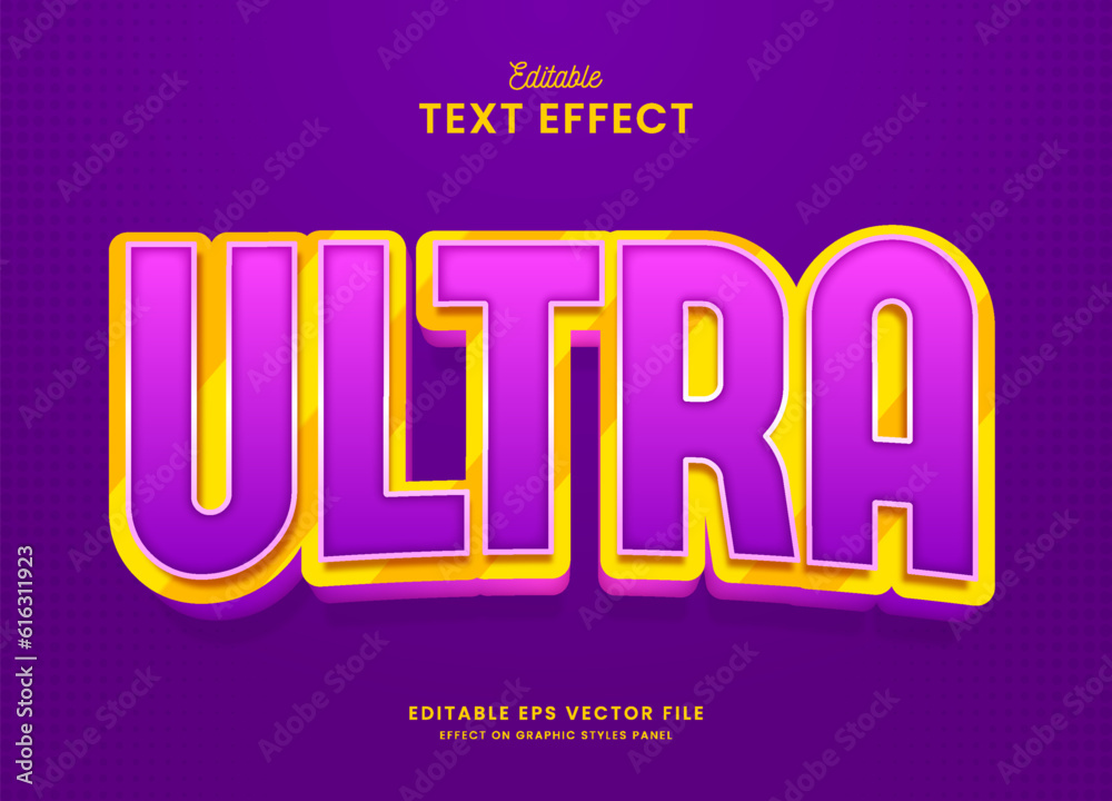 decorative editable ultra violet text effect vector design