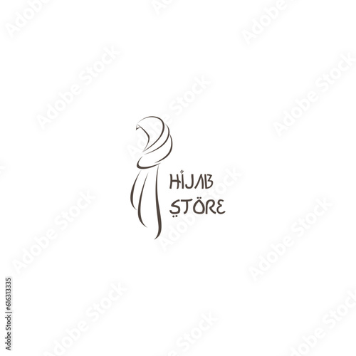 line muslimah hijab logo template. Women Hijab Beauty Vector Logo Template. hijab fashion logo vector symbol. Elegant Muslim fashion logo template, hijab fashion store symbol minimalis