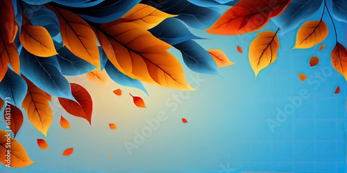 wind blowing autumn maple , oak leaves 