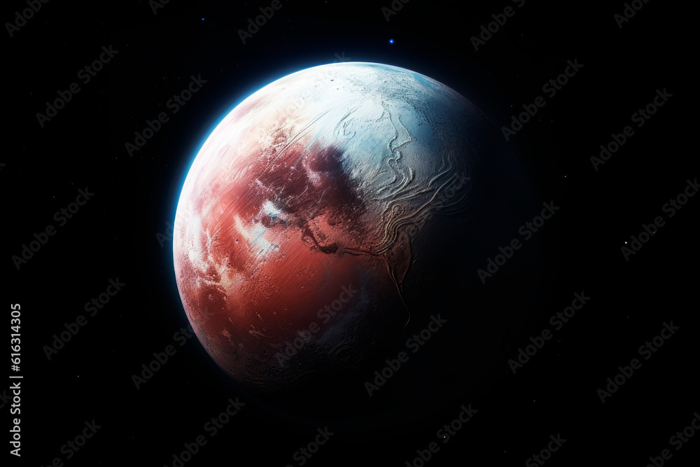 Naklejka premium Planet Pluto on a dark background. Generative AI