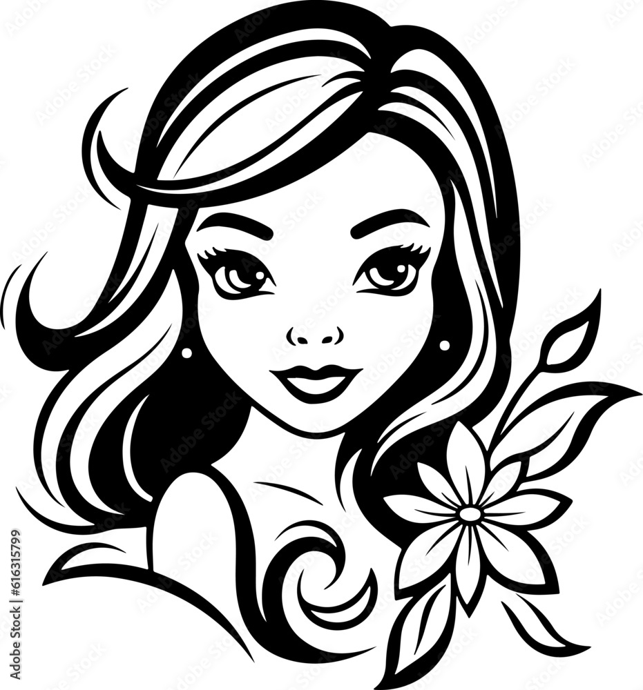 Vector illustration, a joyful young woman radiating happiness and vibrant energy.