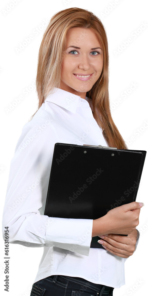 Businesswoman holding a clipboard Businesswoman holding a clipboard