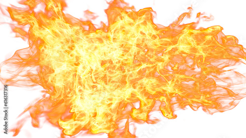 3d illustration. Flame flare on white background. 