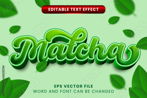 Green tea matcha 3d editable vector text effect