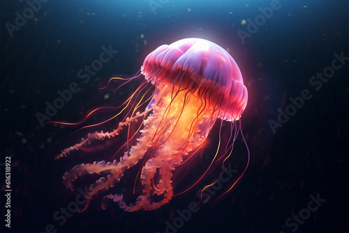 Generative AI. a beautiful and luminous jellyfish