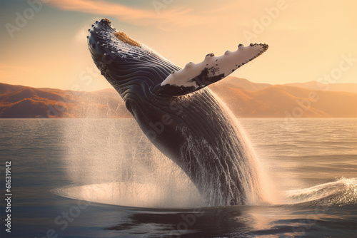 Generative AI. a whale leaping into the air © imur