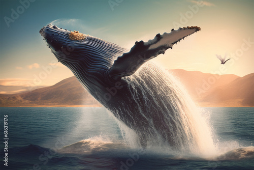Generative AI. a whale leaping into the air © imur