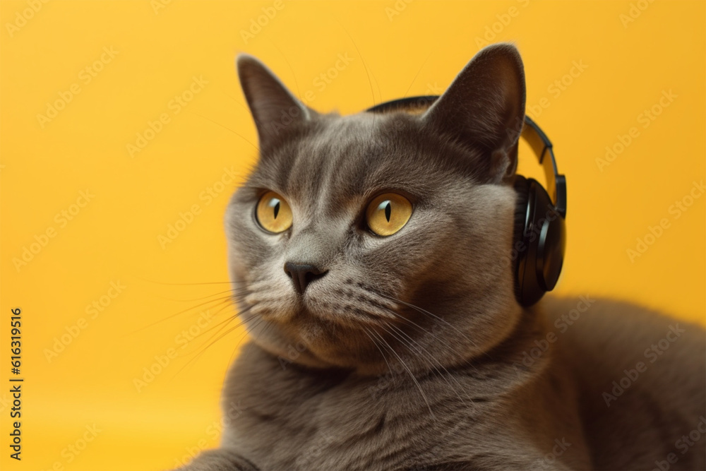 Generative AI.
a cute cat wearing earphones