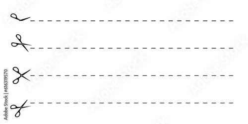 Cut with scissors along the dotted line. Cutting concept.