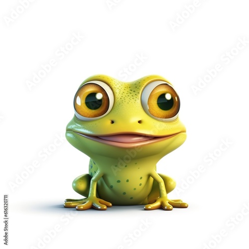 cute small frog isolated on a white background comic style © Benjamin