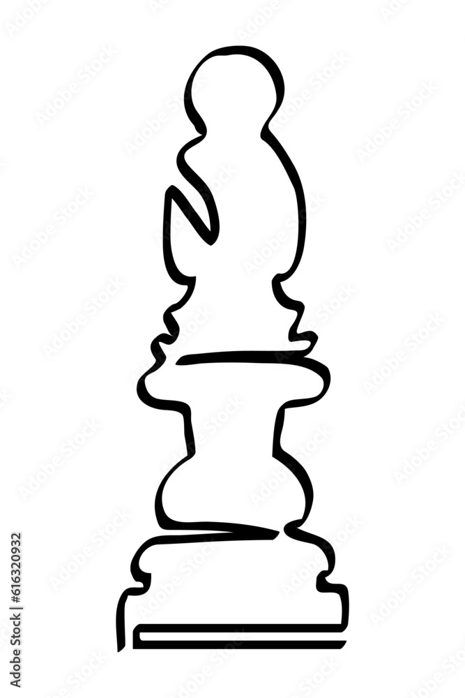 simple vector sketch chess bishop single one line art, continuous simple vector sketch chess bishop single one line art, continuous