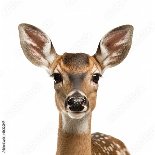 Deer face photo on a white background