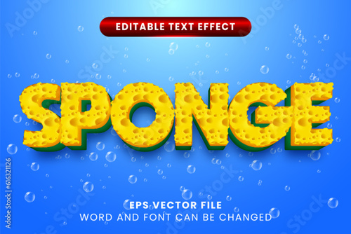 Sponge textured 3d editable vector text effect