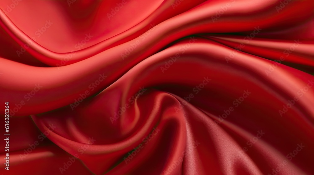 Fototapeta premium Beautiful Bright Background Of Red Scarlet Satin Fabric