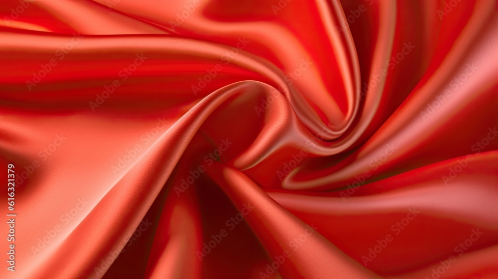 Fototapeta premium Beautiful Bright Background Of Red Scarlet Satin Fabric