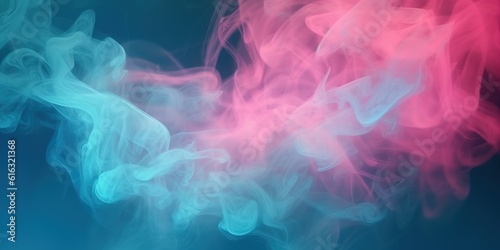 Dreamy pastel teal and pink smoke on abstract background