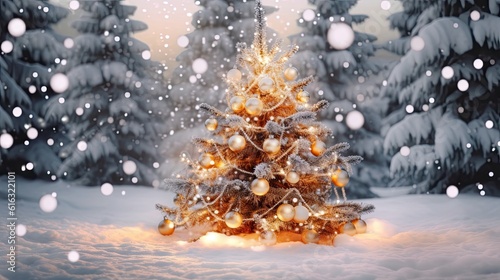 Beautiful Festive Christmas Light Snowy Background