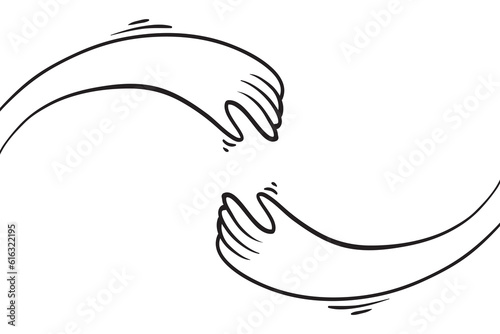 hand drawn doodle hand with hug gesture vector illustration