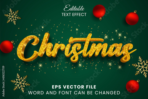 Luxury golden christmas 3d editable vector text effect
