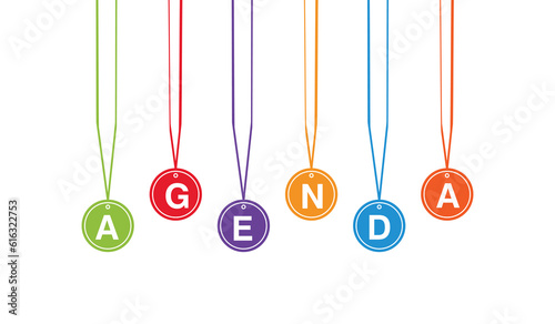 agenda. banner hanging ball vector illustration on white background..eps
