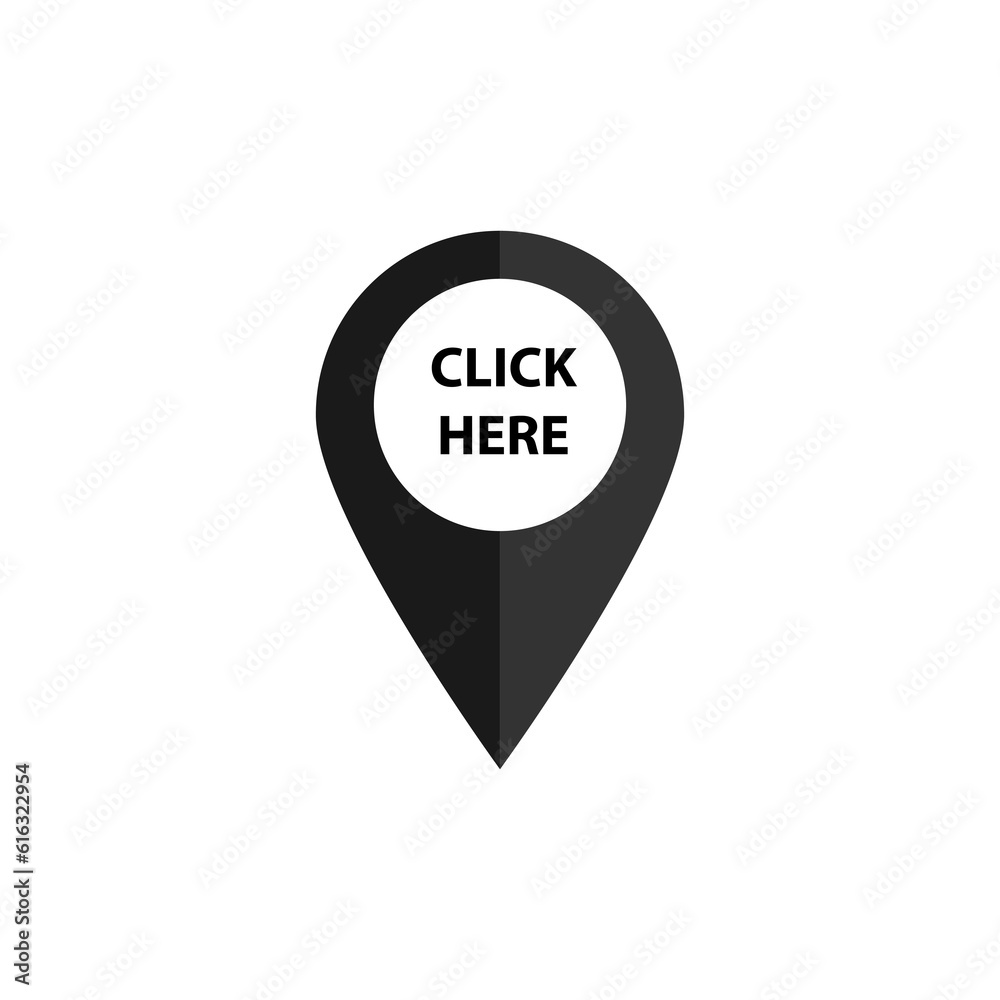 Click here pointer - button A pointer on the map with a marker of your location. Pointers flat icon. On a white isolated background..eps Click here pointer - button A pointer on the map with a marker of your location. Pointers flat icon. On a white isolated background..eps