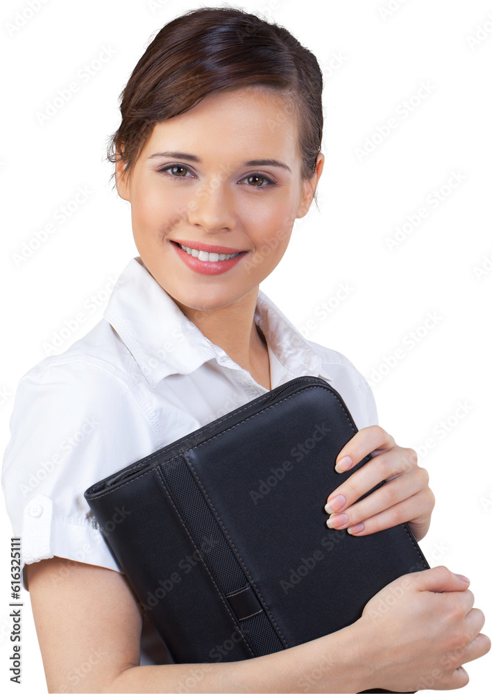 Young Woman with Folder Case - Isolated Young Woman with Folder Case - Isolated