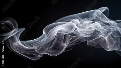 Black background silver color smoke gently dances against a dark backdrop, Generative AI