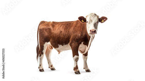Hereford cow photo on a white background