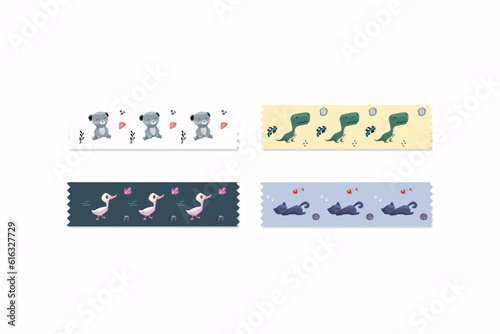bear cat dinosaur and duck washi tapes
