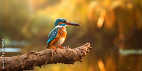 Kingfisher perched in front of a beautiful background