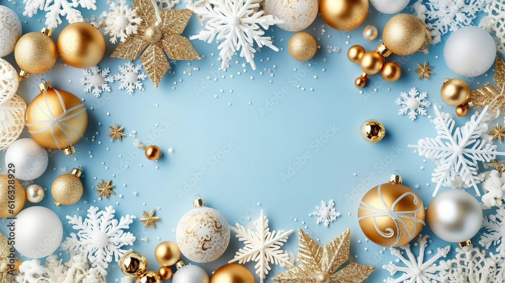 Merry Christmas and Happy Holidays greeting card, frame, banner. Generative Ai