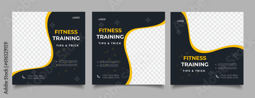 Gym Fitness social media post design template Premium Vector
