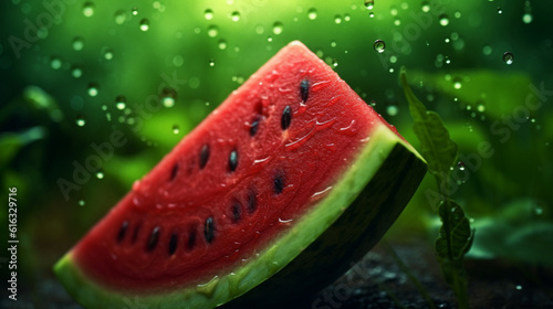 watermelon with drops HD 8K wallpaper Stock Photographic Image