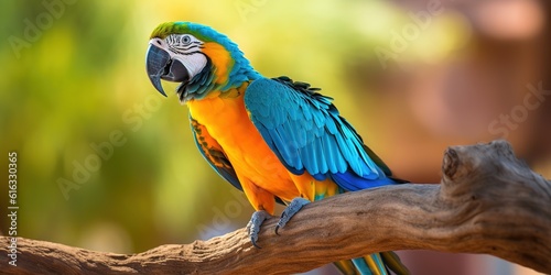 Macaw perched in front of a beautiful background