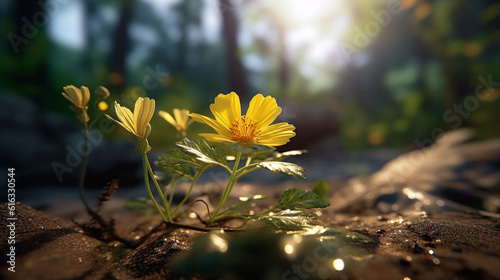 yellow flower in the forest HD 8K wallpaper Stock Photographic Image