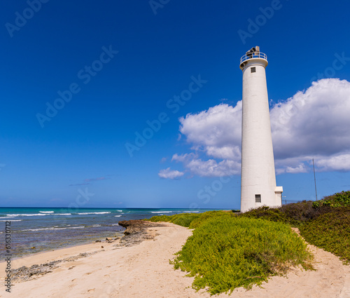 Historic Barbers Point Lighthouse on The Southwest Tip of Oahu, Hawaii, USA