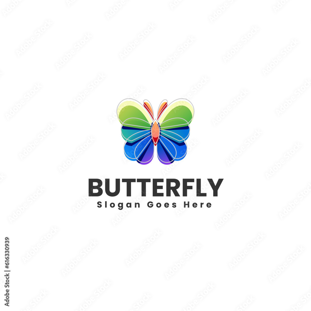 Fototapeta premium Vector Logo Illustration Butterfly Gradient Colorful Style