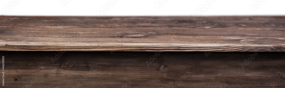 Empty table made from wood on background