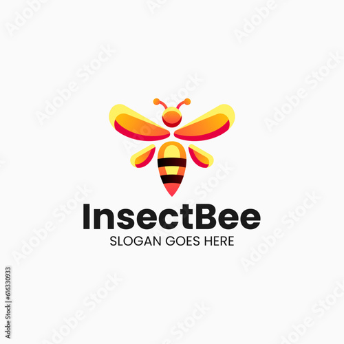 Vector Logo Illustration Insect Bee Gradient Colorful Style