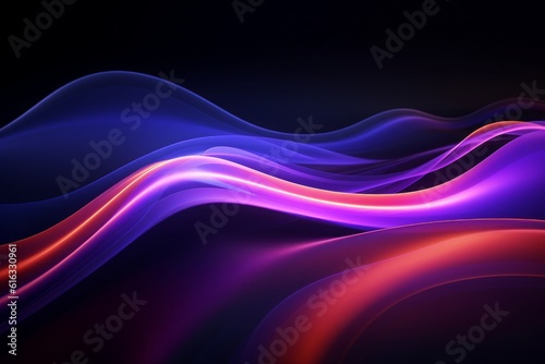 Futuristic 3D render: Abstract background with a vibrant, blurry glowing wave and neon lines, embodying spiritual energy and offering a digital fantastic experience. Generative AI