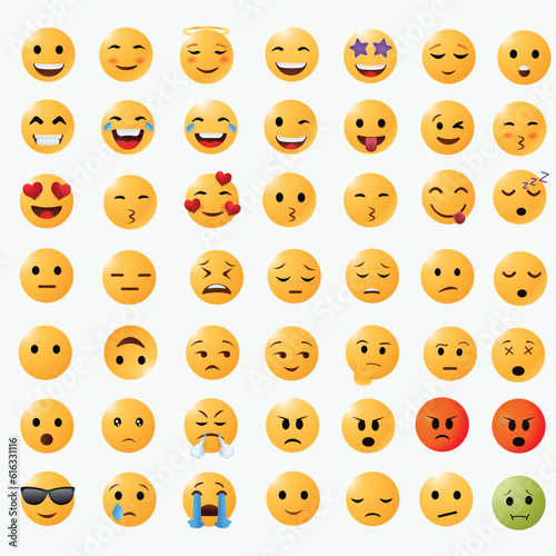emoji in different facial expression . set of emoticon smile icons .
