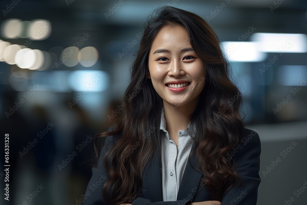 Portrait of a beautiful Asian businesswoman smiling at the camera.Generative Ai Portrait of a beautiful Asian businesswoman smiling at the camera.Generative Ai