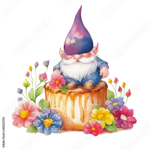 Gnome cake watercolor style