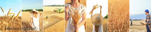 Collage of farmers and whea...