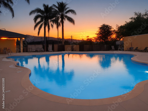 swimming pool at sunset © ChrisHamesworth