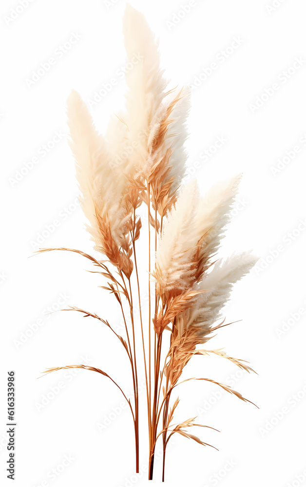 Pampas grass on the white background created with Generative AI technology Pampas grass on the white background created with Generative AI technology