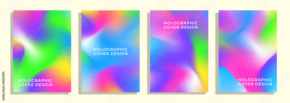 neon color mesh gradient cover background set 