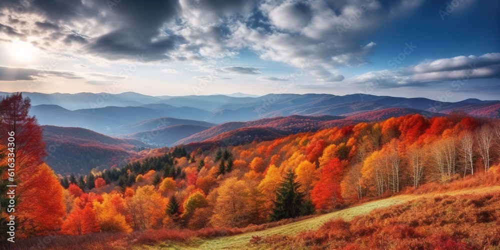 Panorama mountain autumn landscape