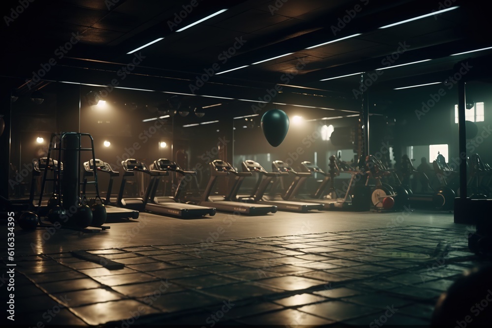 Equipment And Machines At The Modern Gym Room Fitness Center. interior ...