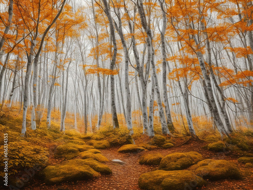 autumn forest in the morning